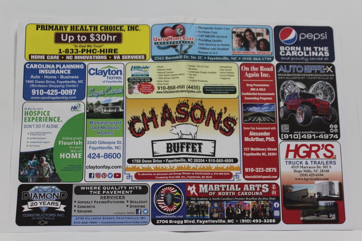 Restaurant Placemat Advertising